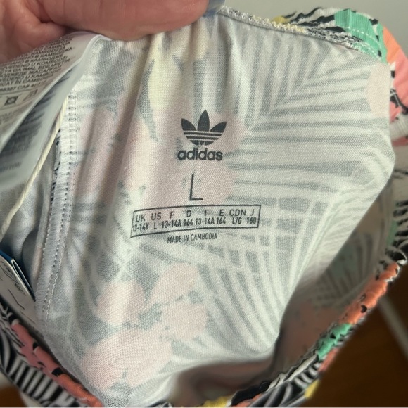 Adidas Tropical Print Leggings Vibrant Athletic Wear Girl Large NWT - Picture 5 of 7